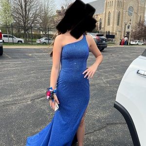 Size 0 Royal Blue Prom Dress with multi color shimmer